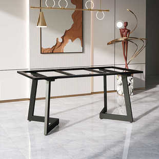 极简长桌腿支架岩板大理石大板桌脚碳素钢餐桌脚茶桌会议铁艺桌架