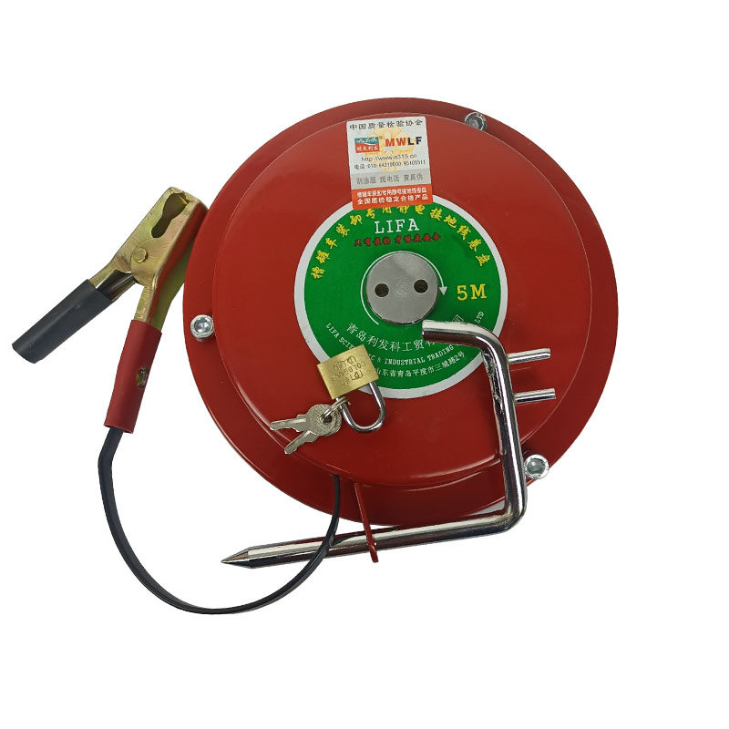 静电拖地卷盘槽罐车油罐车静电接地线卷盘伸缩静电接地器明文利发