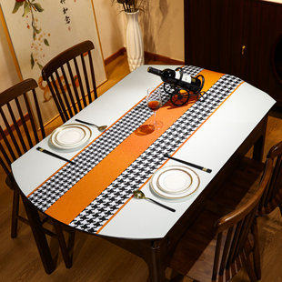 新款椭圆PVC桌垫防水防油防烫免洗家用餐桌茶几客厅饭店简约现代