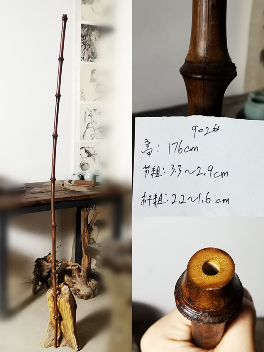 精品筇竹高士文人手杖文玩罗汉龙头禅杖轻巧竹编