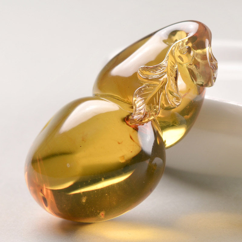 纯天然顶级琥珀 精心打磨金珀福禄挂件 10.53克 福寿双全