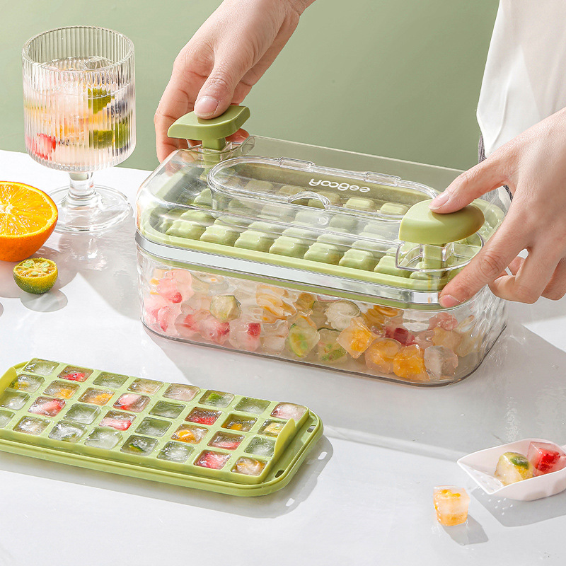 按压冰块模具冰格食品级制冰盒冰箱冻冰块神器家用自制储冰储存盒