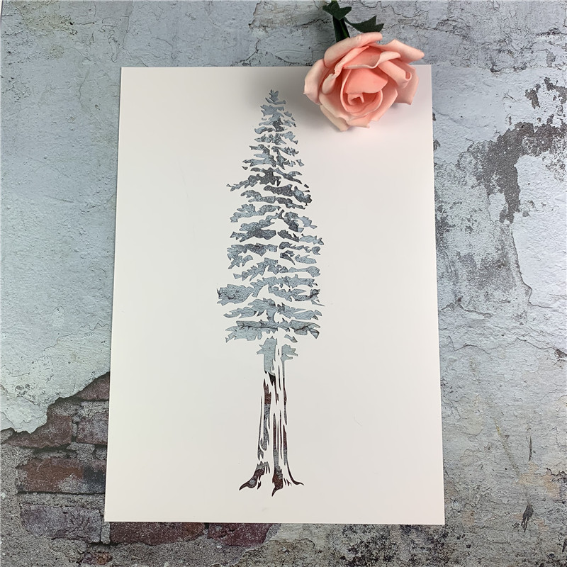 水杉树植物系列风景涂鸦工具diy镂空画画模板墙绘手绘创意遮蔽板