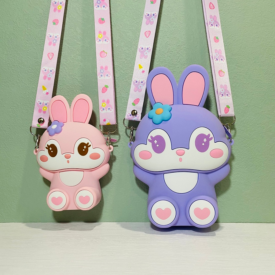 儿童兔子包包小女孩可爱卡通斜挎包硅胶新款女童宝宝时尚萌零钱包