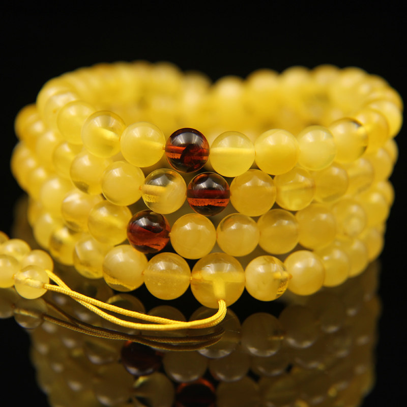 87克 【8-8.4mm】天然108颗金绞蜜佛珠