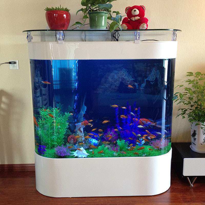 (支持付费送货上门)美之海 简约双圆鱼缸水族箱80生态60大型中