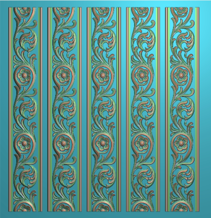 一折框边花精雕图_长条木线洋花边框牙板浮雕灰度 f3768长方形花边