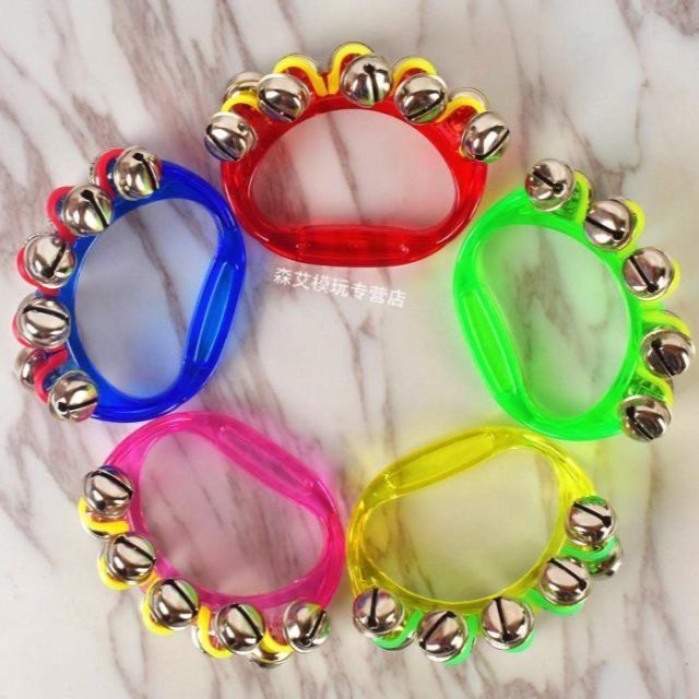 塑料幼儿园串铃体操手环七彩舞蹈铃鼓手串铃儿童手抓铃乐器