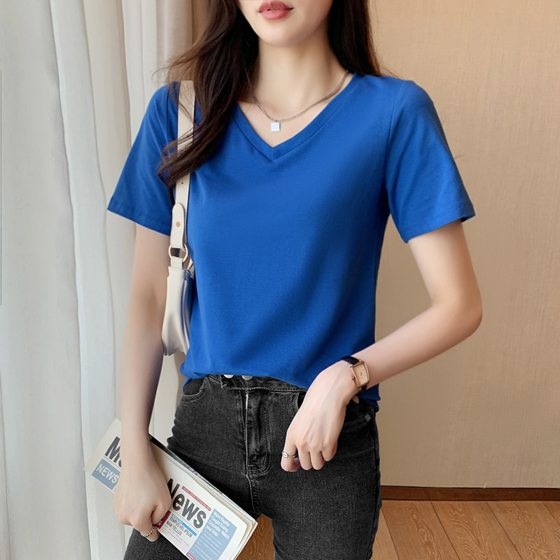 宝蓝色宽松t恤女短袖-特价促销-优惠券领取-价格|多少钱|什么牌子好