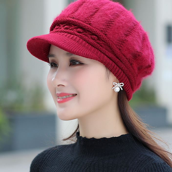 兔毛中老年帽子女冬天保暖加绒加厚秋冬百搭妈妈50岁洋气冬季护耳