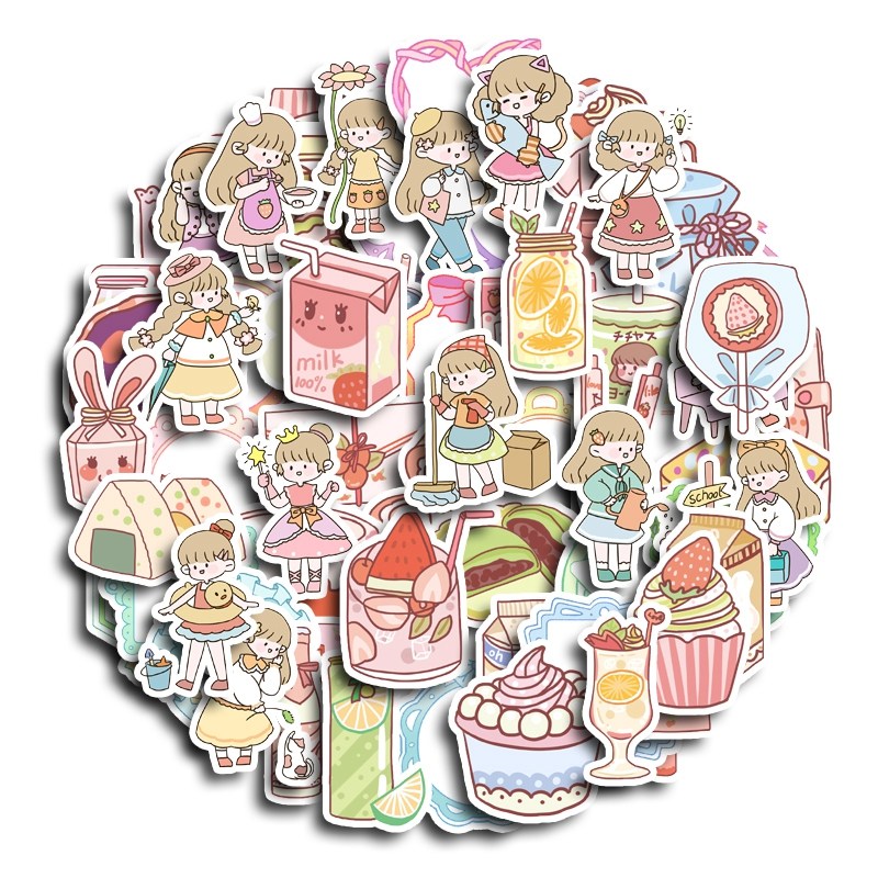 75枚不重样魔力甜甜贴纸儿童手工个性创意素材韩系小清新粉色系小女孩