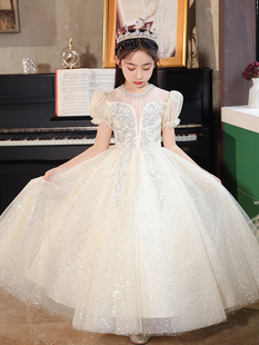 女童晚礼服轻奢小众高端夏季生日公主裙儿童钢琴演奏主持人演出服