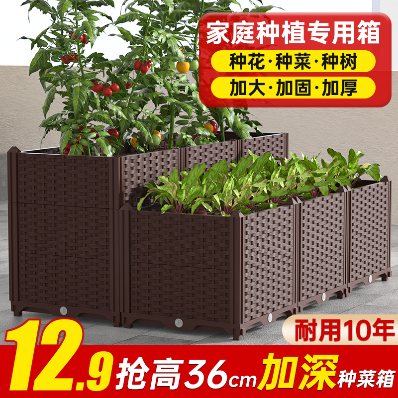 种菜专用箱家庭阳台花盆种植箱楼顶长方形塑料蔬菜箱户外庭院花箱