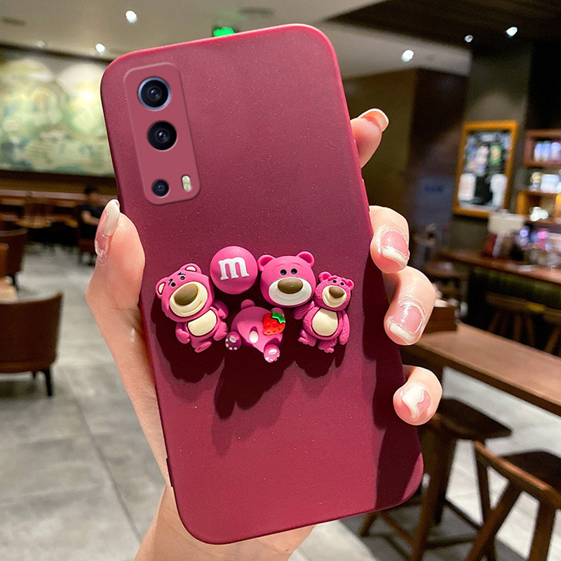 眷恋数码配件旗舰店的优惠券大全—枣色可爱草莓熊适用vivo iqooz3