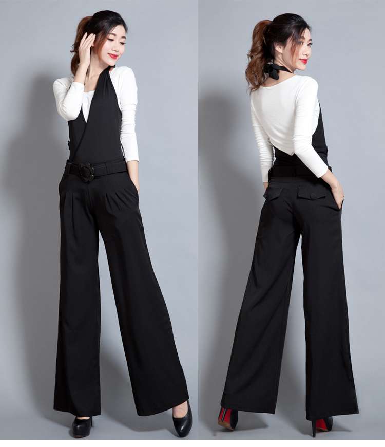 2019秋装新款休闲长裤黑色修身连身裤 阔腿裤挂脖背带裤连体裤女|ruв категории Женская одежда, брюки, брюки - от Buy2taobao.com для оказания профессиональной услуги покупки агента Taobao