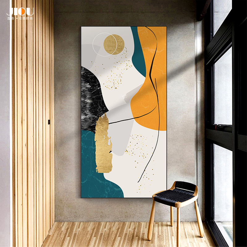 现代简约玄关装饰画北欧抽象走廊尽头挂画艺术轻奢壁画楼梯过道画