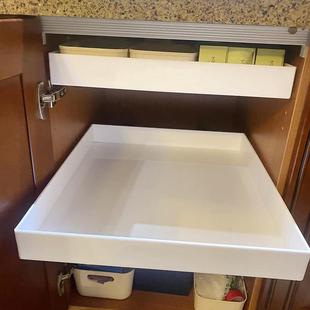 家用厨房柜子抽屉托盘定制收纳整理储物层板带轨道亚克力储物拉篮