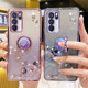 渐变闪粉玫瑰花opporeno6手机壳reno6pro新款透明6pro高级感reno6高端奢华水钻o镜头全包曲面屏网红女指环款