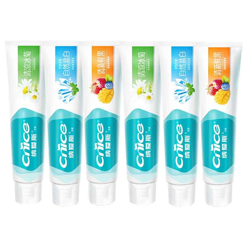 纳爱斯牙膏防蛀牙垢亮白口气清新冰菊鲜果薄荷120g6支家庭实惠装