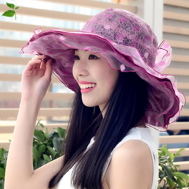帽子女士夏天韩版大沿遮阳帽女士防晒可折叠太阳帽沙滩帽