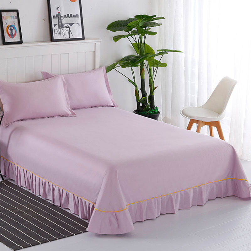 纯棉床单单件100全棉北欧公主花边被单1.35/1.8米2双人粉色春夏款