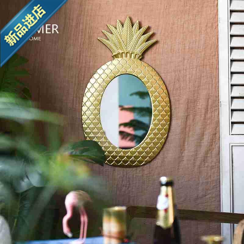 北欧ins复古金色菠萝创意客厅卧室玄j关墙面墙面壁饰壁挂木质镜子在类目 家居饰品, 壁饰中 - 来自Buy2taobao.com提供专业的淘宝代购服务