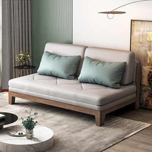 客厅多功能可折叠沙发床两用双人小户型抽拉科技布实木沙发可变床