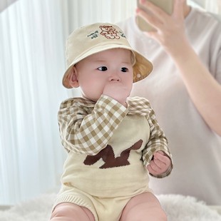 婴儿帽子春秋韩版可爱小月龄防晒帽薄款宝宝渔夫帽新生幼儿遮阳帽
