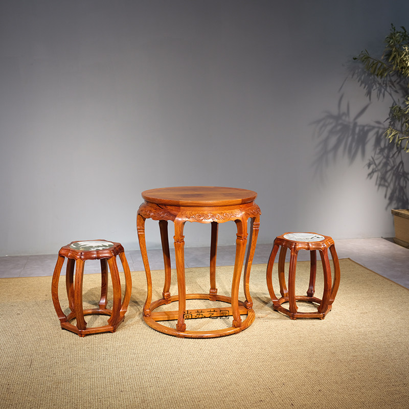 尚苏艺园明式家具红木奥氏黄檀缅甸红酸枝(白酸枝)月牙桌