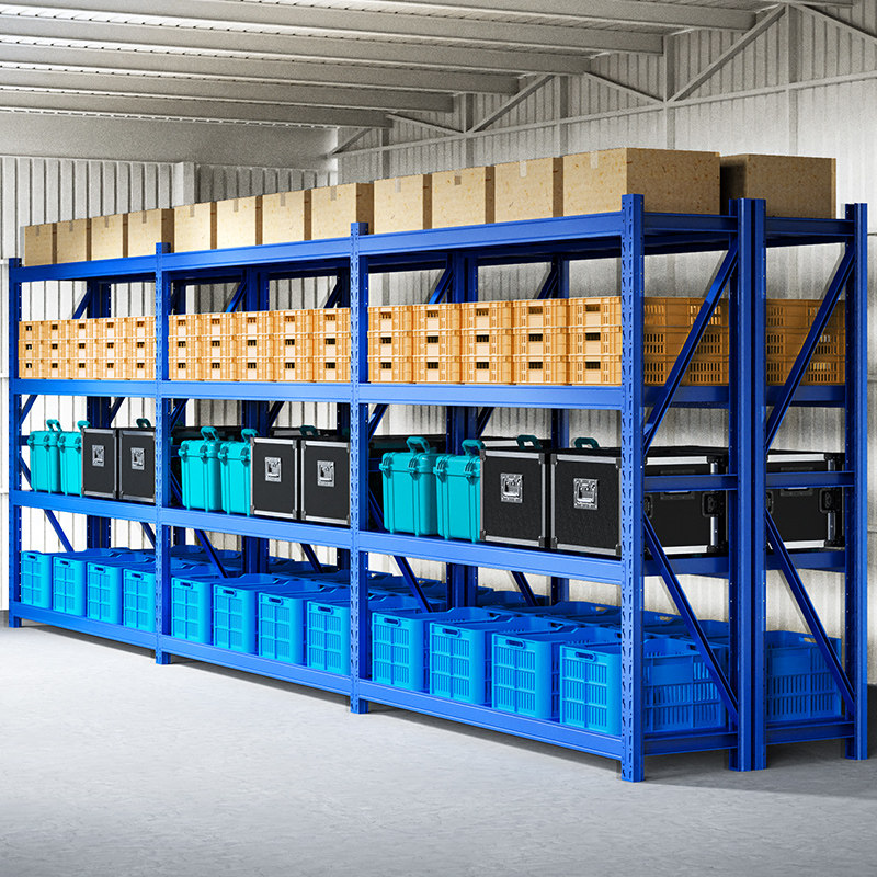 轻型仓储货架置物架落地多层角钢储物架超市仓库展示架家用铁架子