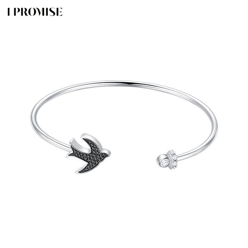 ipromise爱普梅斯春燕系列开口手镯纯银女时尚个性简约首饰礼物