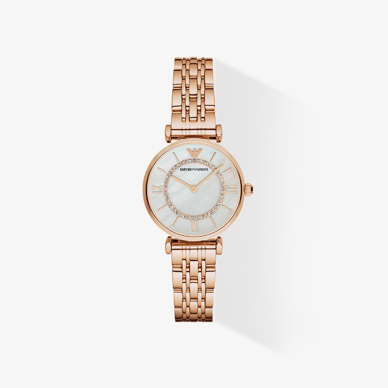 armani阿玛尼手表女网红摩天轮玫瑰金石英表满天星镶钻女表ar1909