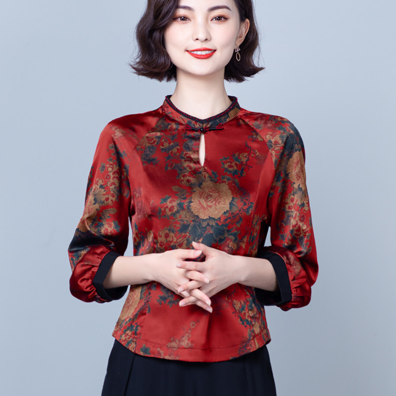 中老年女士真丝上衣
