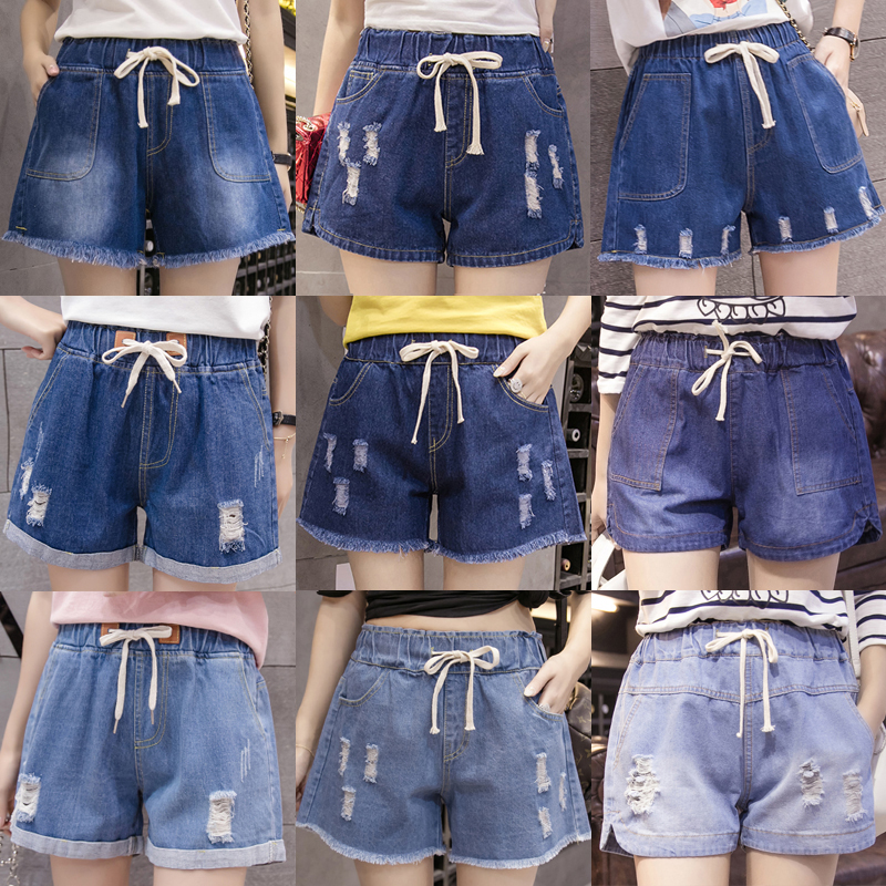 Elastic waist cowboy shorts Easy Broad leg mm200 Add fertilizer XL girl student Summer wear trousersin the Women's clothing/Boutique , Jeans category - from Buy2taobao.com to provide professional Taobao agent buy service
