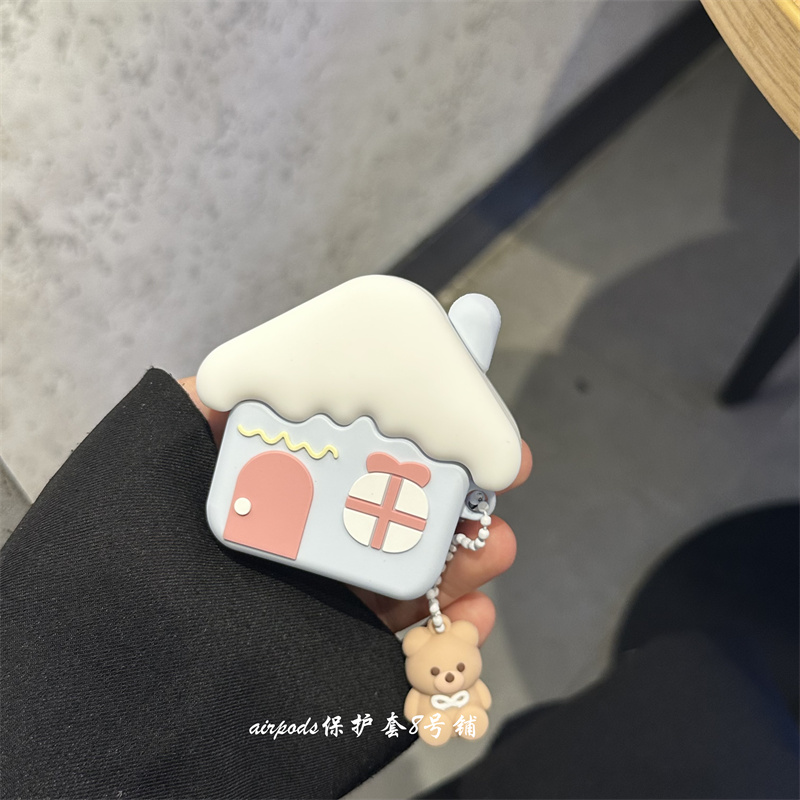 ins趣味可爱屋子小熊适用苹果蓝牙airpods pro1代2代耳机保护套3代壳