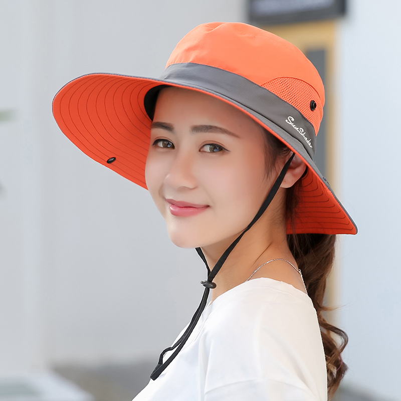 遮阳帽女户外登山防晒渔夫帽女士夏季太阳帽大沿休闲透气大檐帽子