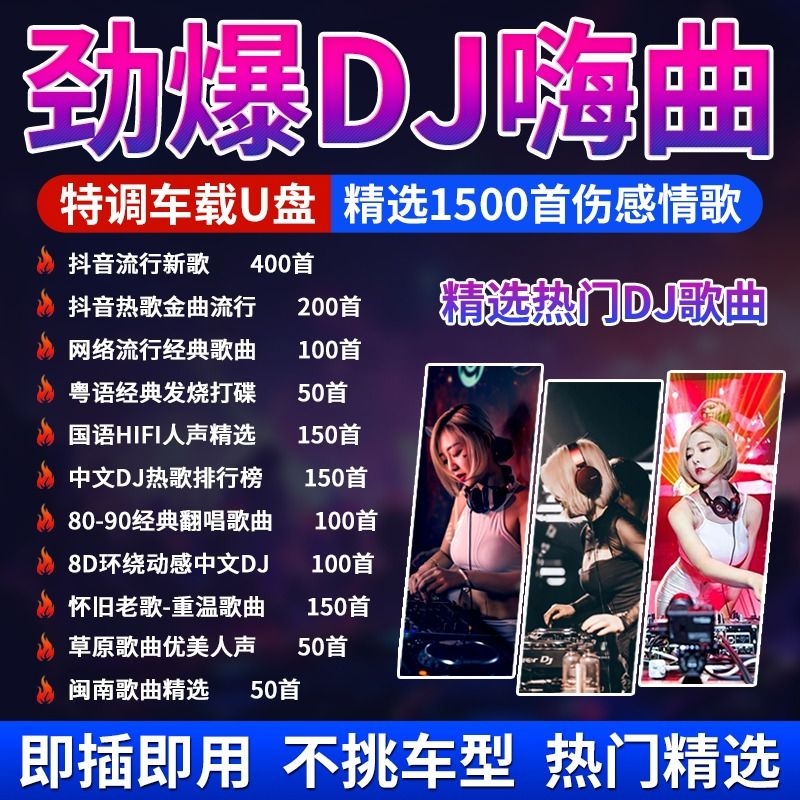 汽车载U盘2024抖音新歌曲无损高音质品质车用网红dj经典音乐优盘