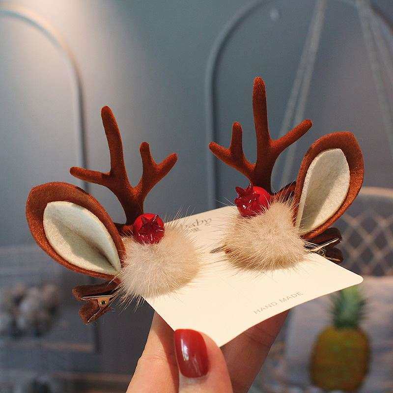圣诞节发饰鹿角麋鹿发卡配饰小饰品圣诞小鹿发夹儿童头饰女童装扮