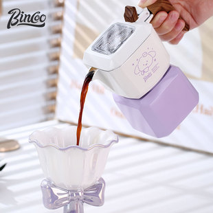 Bincoo咖啡小狗双阀摩卡壶煮咖啡壶套装家用小型电陶炉意式咖啡机