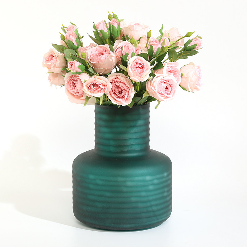 轻奢创意加厚可水培玻璃花瓶手工磨刻客厅餐厅样板间插花花器摆件