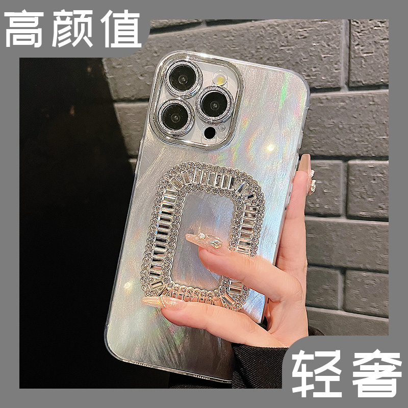 适用苹果15ProMax手机壳iPhone14轻奢高级感闪钻方扣12自带镜头膜11网红女款13pro带挂绳14pro防摔保护套新款