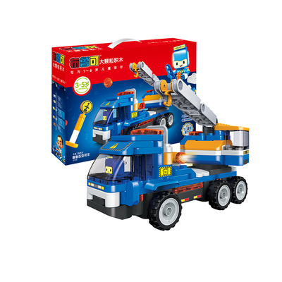 百变布鲁克吊车大颗粒积木拼装布鲁可鲁鲁吊车男孩儿童工程车玩具