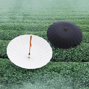 复古森系直杆实木柄雨伞制订创意24骨素色小清新长柄伞防风晴雨伞