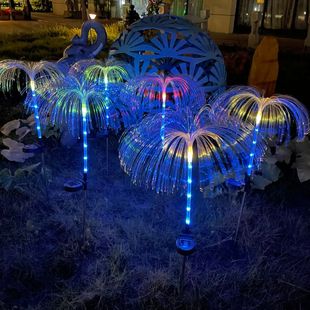 新品太阳能水母灯光纤户外庭院灯装饰防水LED草坪地插景观灯