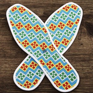 十字绣手工鞋垫鞋底男女花小格图案印花款传统绣花格子礼品花样