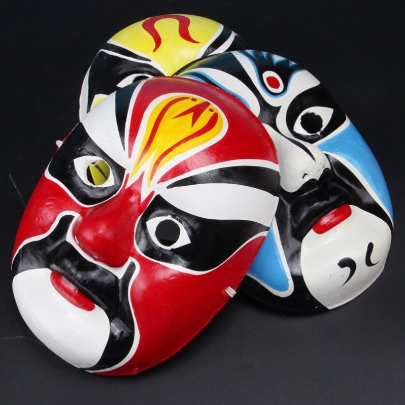 面具全脸古风中国风成人川剧变脸京剧脸谱面具全脸儿童可戴说唱