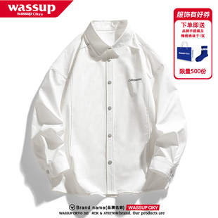 WASSUP CIKY日系复古衬衫夹克男春秋季工装开衫长袖衬衣休闲外套