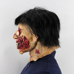很密室道具僵尸恐怖整人超黑发乳胶万圣节逃脱鬼鬼屋吓人面具丧尸