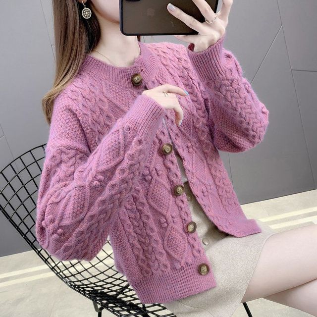 针织开衫外套女宽松长袖毛衣百搭潮流秋开衫