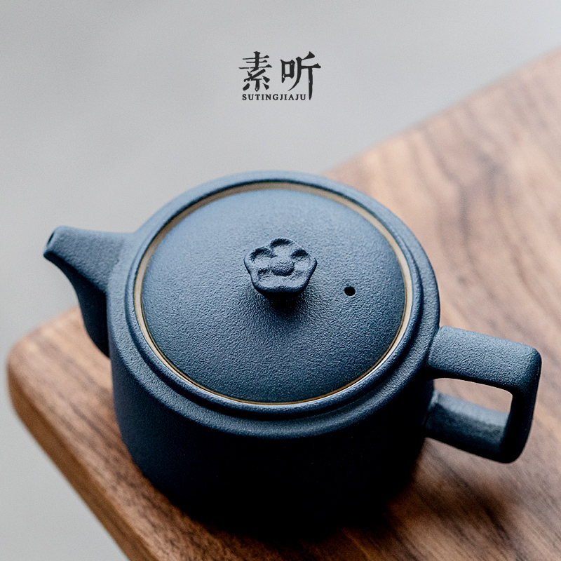 素听粗陶茶壶陶瓷功夫茶具泡茶器创意普洱单壶简约冲茶器现代禅意